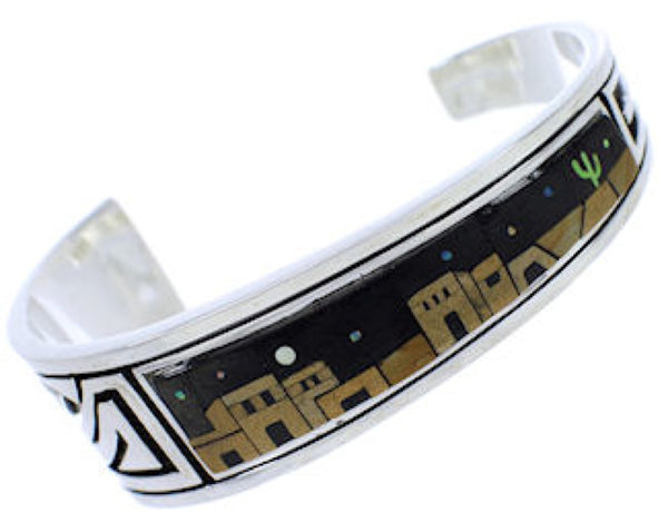 Multicolor Feather Native American Design Cuff Bracelet MW75595